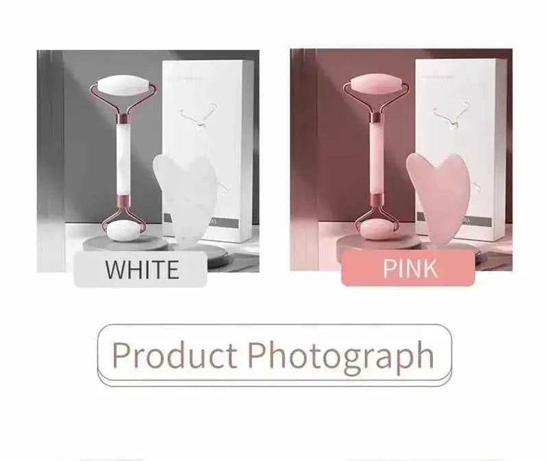 Fitzsi Essentials face neck massager roller in white and pink color options for relaxation and skincare