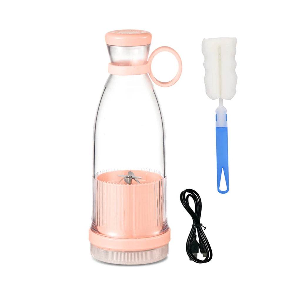 Fitzsi Essentials portable fruit juicer bottle with cleaning brush and charging cable for fresh juice on the go