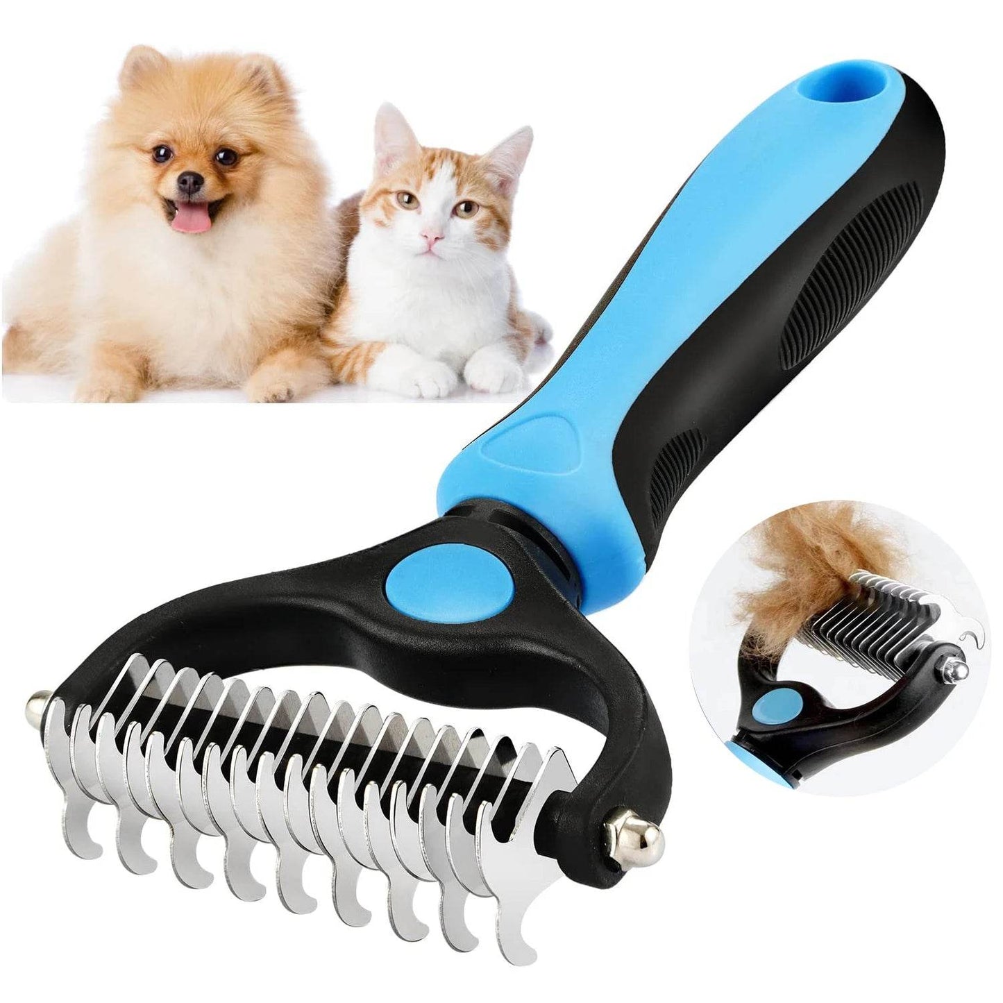 Fitzsi Essentials professional pet deshedding brush with ergonomic handle for effective pet grooming