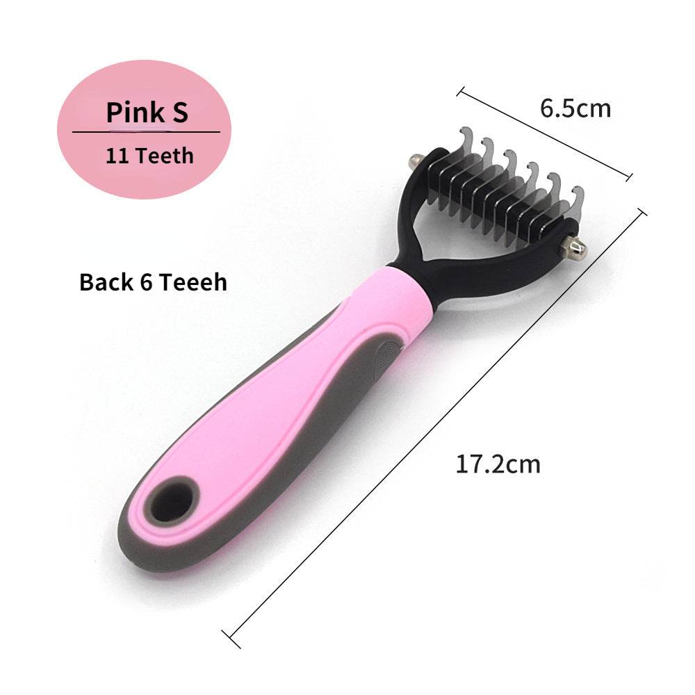 Fitzsi Essentials professional pet deshedding brush in pink with 11 teeth for effective grooming
