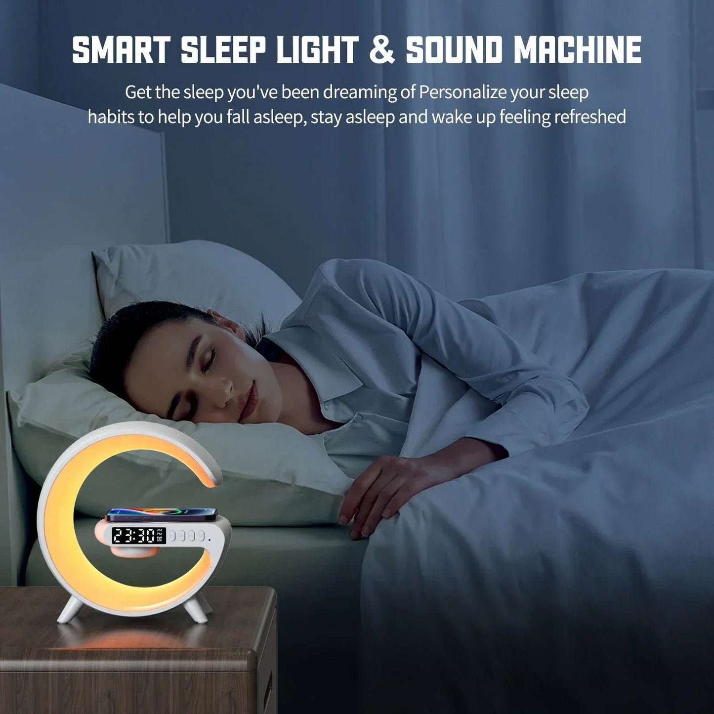 Fitzsi Essentials multifunctional RGB alarm clock with smart sleep light for better sleep and relaxation