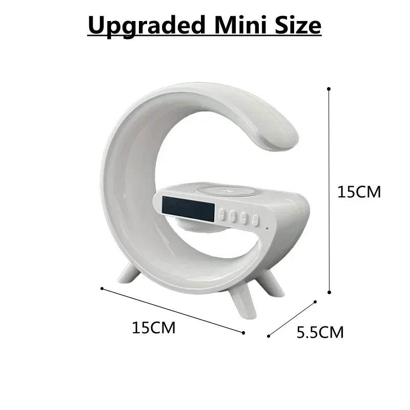 Stylish white upgraded mini multifunctional RGB alarm clock with digital display and modern design