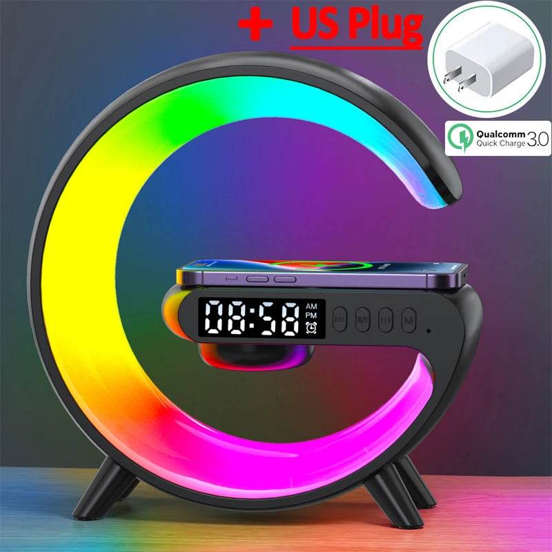Fitzsi Essentials multifunctional RGB alarm clock with vibrant color display and US plug for easy charging