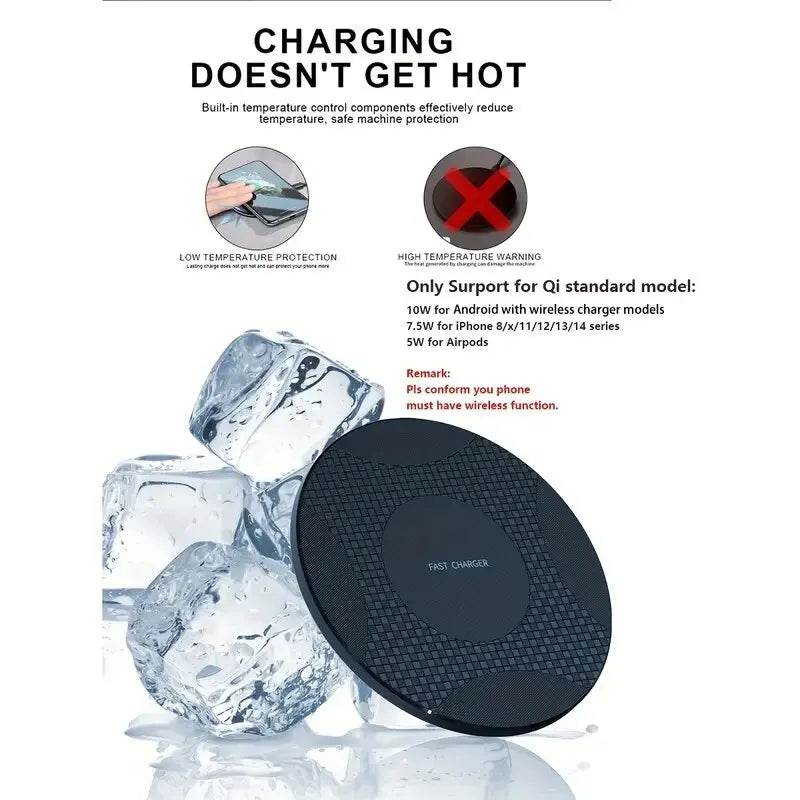 Fitzsi Essentials wireless charging pad for mobile with temperature control and compatibility for various devices