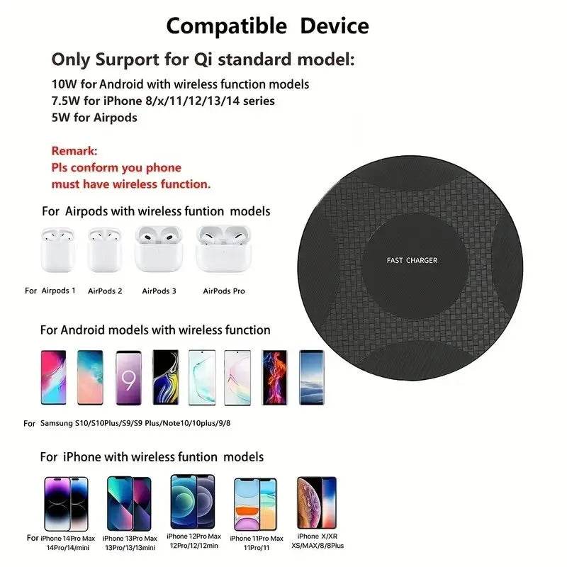 Fitzsi Essentials Wireless Charging Pad for Mobile, compatible with various Qi devices and models