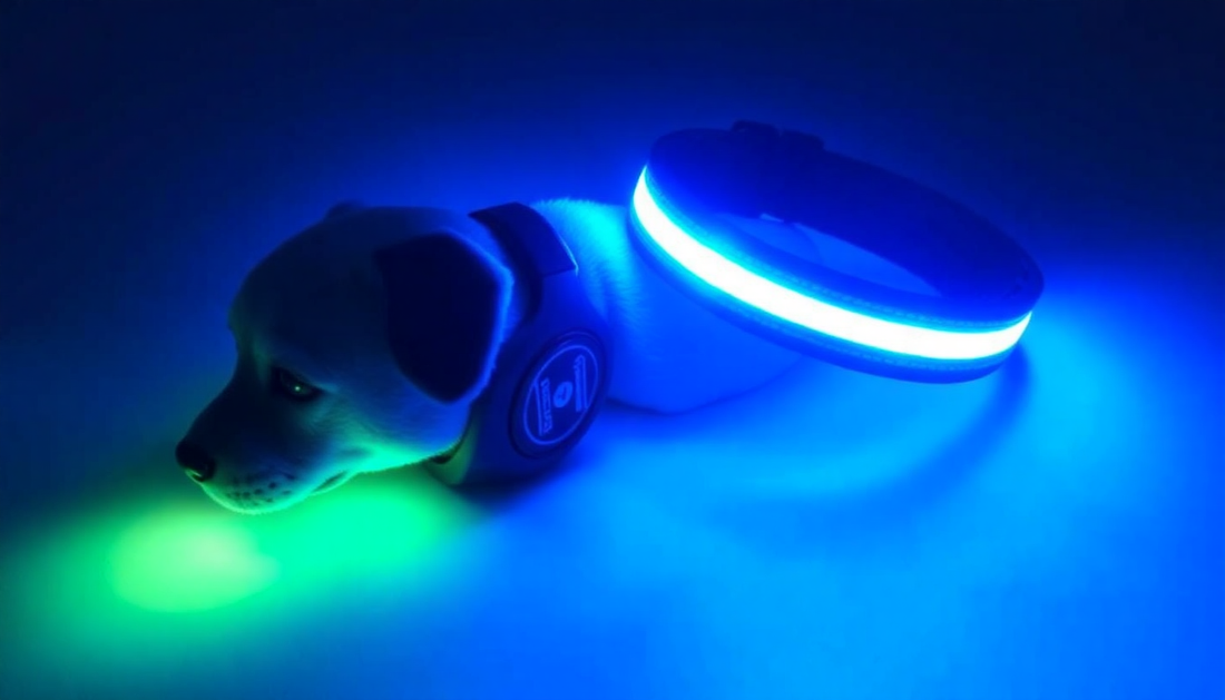 LED Dog Collar Nylon with Night Safety Flashing Glow In The Dark Pet Leash