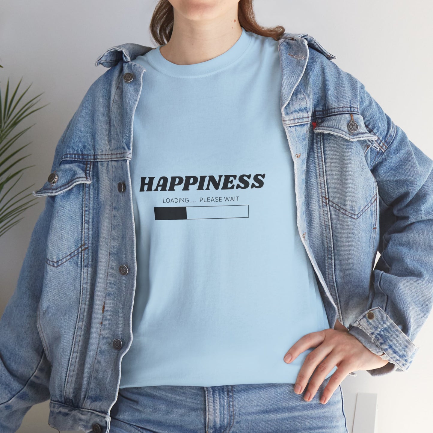 Happiness Loading Tee, Perfect for Casual Days, Gift for Friends, Motivational Shirt, Everyday Wear, Unisex Graphic Tee