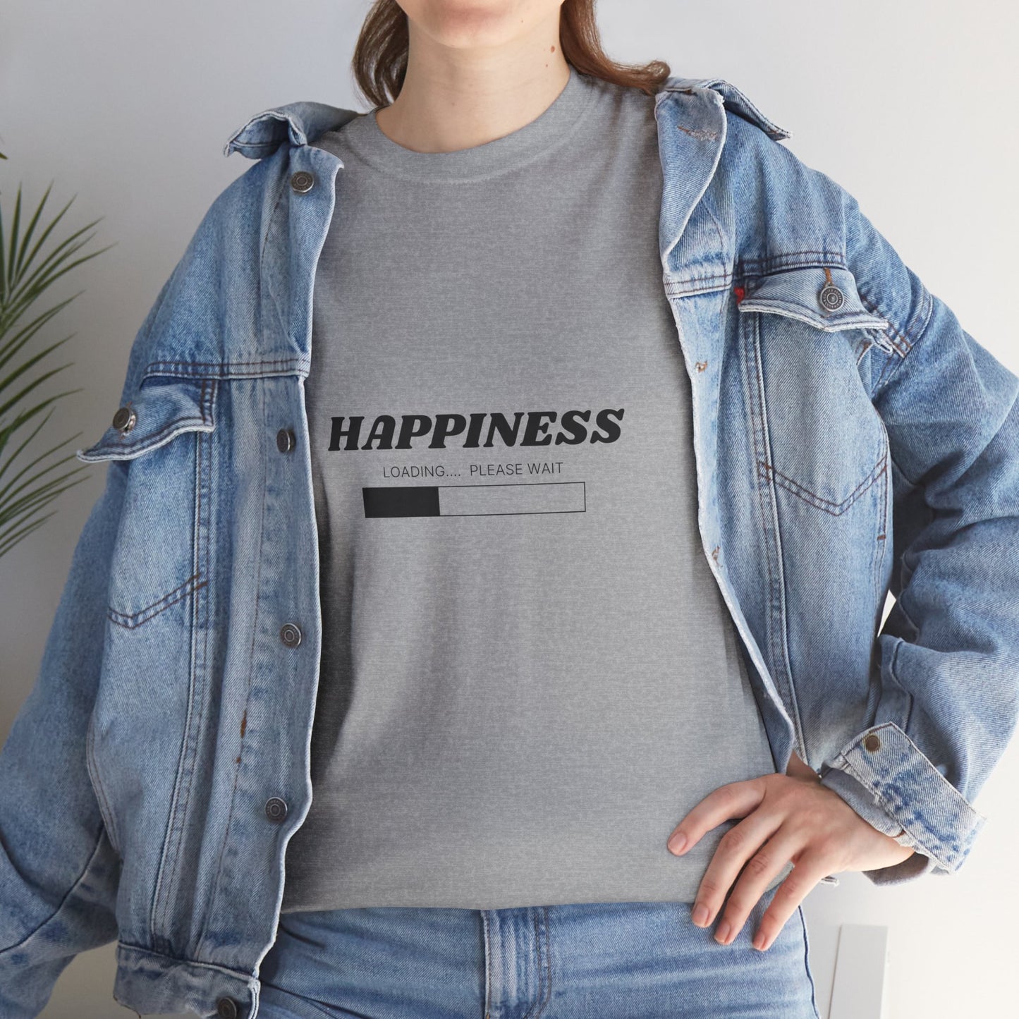 Happiness Loading Tee, Perfect for Casual Days, Gift for Friends, Motivational Shirt, Everyday Wear, Unisex Graphic Tee