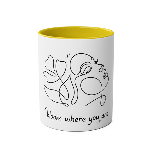 Bloom Where You Are Two-Tone Coffee Mug Inspirational Gift for Home