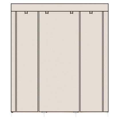 Portable Fabric Wardrobe with 2 Hanging Rails & 9 Shelves – Beige