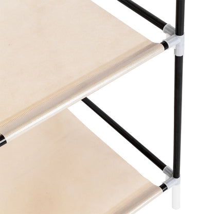 Portable Fabric Wardrobe with 2 Hanging Rails & 9 Shelves – Beige