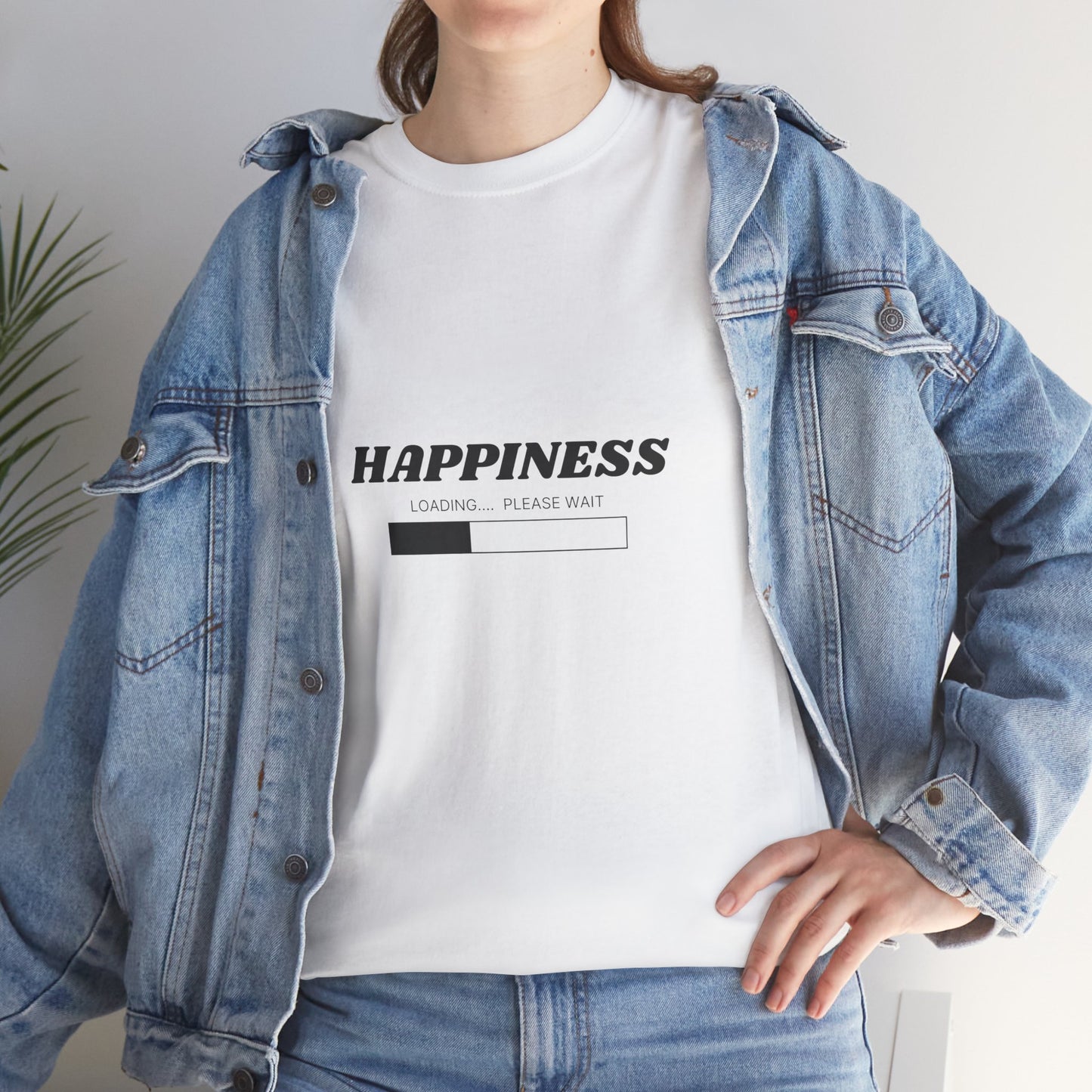 Happiness Loading Tee, Perfect for Casual Days, Gift for Friends, Motivational Shirt, Everyday Wear, Unisex Graphic Tee