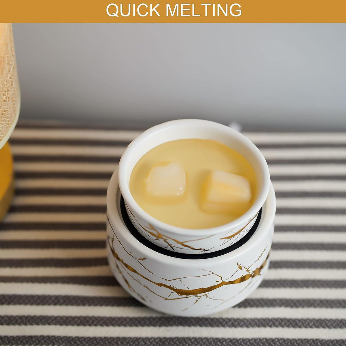 3-in-1 Electric Ceramic Wax Melt Burner – White & Gold