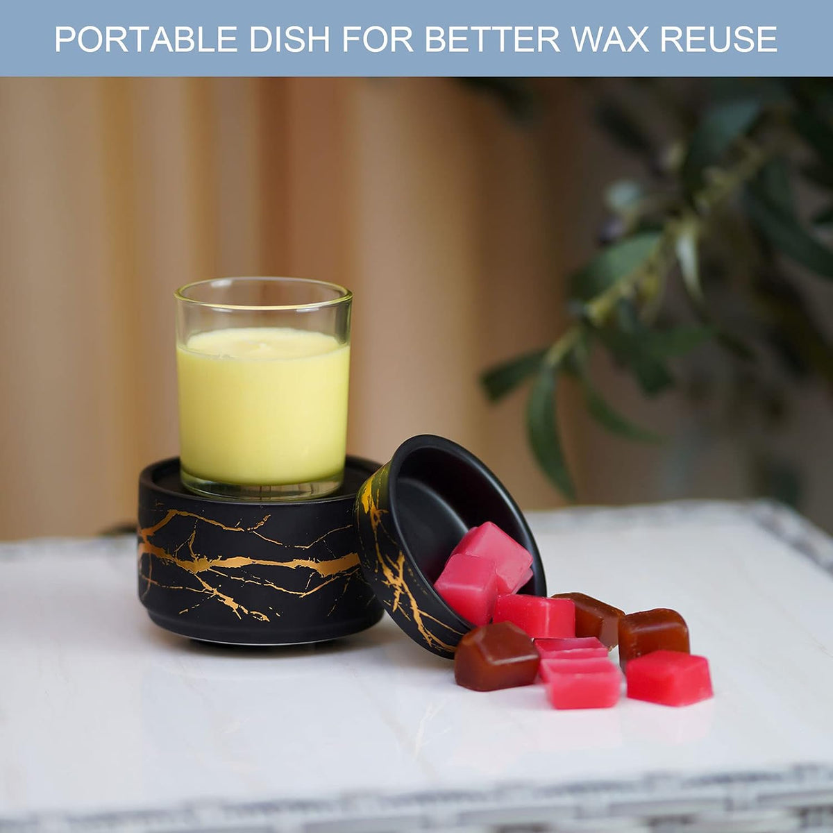 3-in-1 Electric Ceramic Wax Melt Burner – Black & Gold