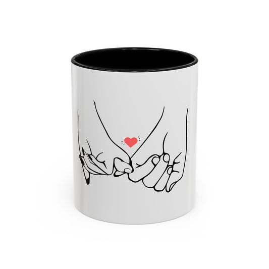 Holding Hands Coffee Mug - Hand-in-Hand Design Anniversary Present Romantic Kitchenware