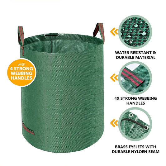 300L Heavy Duty Reusable Garden Waste Bag with Zipper & Handles