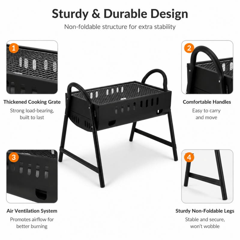 Portable Charcoal BBQ Grill – Outdoor Garden & Camping BBQ