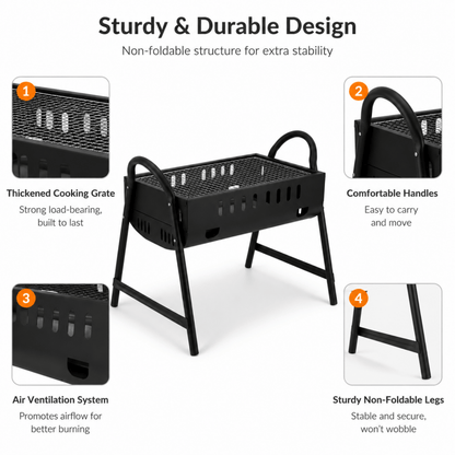 Portable Charcoal BBQ Grill – Outdoor Garden & Camping BBQ