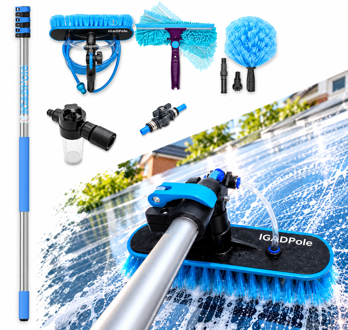 IGADPole 3.6m (12ft) Water-Fed Window Cleaning Kit with Squeegee