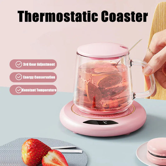 Thermostatic Heating Coaster - USB-Powered, 3-Speed Adjustable