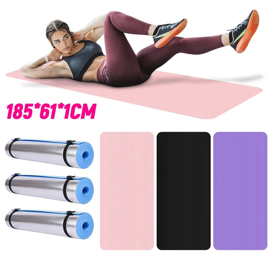 Yoga Mat Non-Slip Exercise Mat Thick Solid Color Fitness Mat for Home Gym