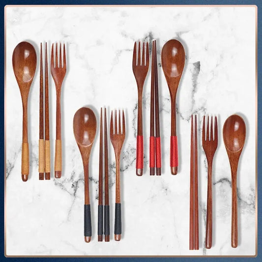 Japanese-style Wooden Spoon Three-piece Set Cutlery Set
