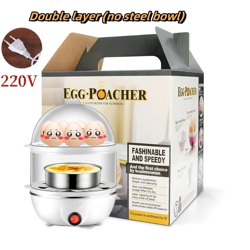 Single & Double Layer Multifunctional Egg Cooker – Electric Boiled Egg Steamer for Breakfast