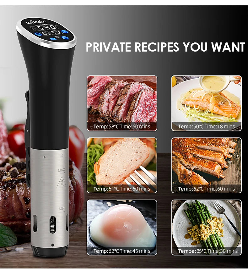 1100W IPX7 Waterproof Vacuum Cooker with Digital Display