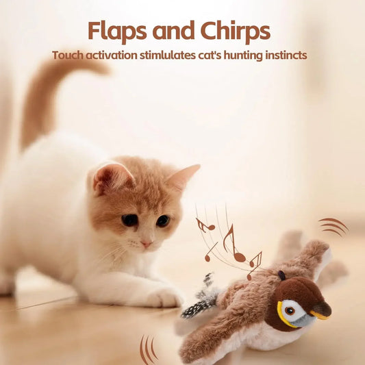 Interactive Cat Toys Rechargeable Chirping Flapping Bird with Catnip for Indoor Cats