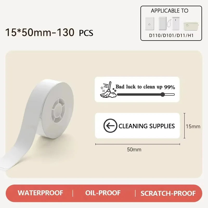 Niimbot D11/D110/D101 Thermal Label Rolls – White Self-Adhesive Stickers