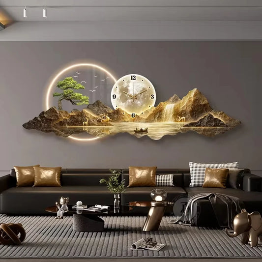 Design Luxury Wall Clocks Living Room LED Aesthetic Minimalist Wall Watch