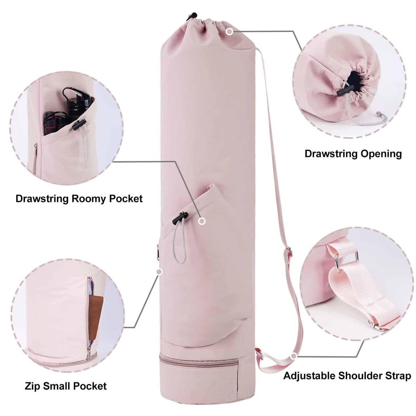 Sports Yoga Mat with Shoulder Strap and Multifunctional Storage Bag