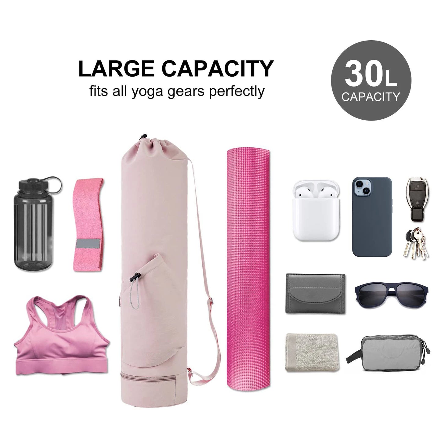 Sports Yoga Mat with Shoulder Strap and Multifunctional Storage Bag