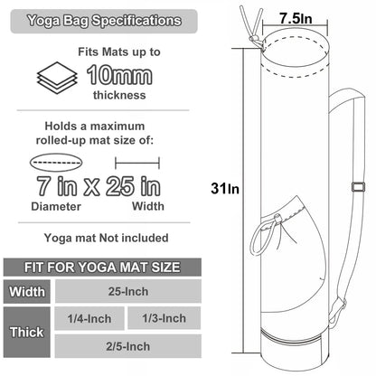 Sports Yoga Mat with Shoulder Strap and Multifunctional Storage Bag