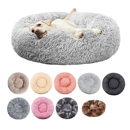 Washable Round Dog Bed Winter Warm Pet Bed Plush Basket