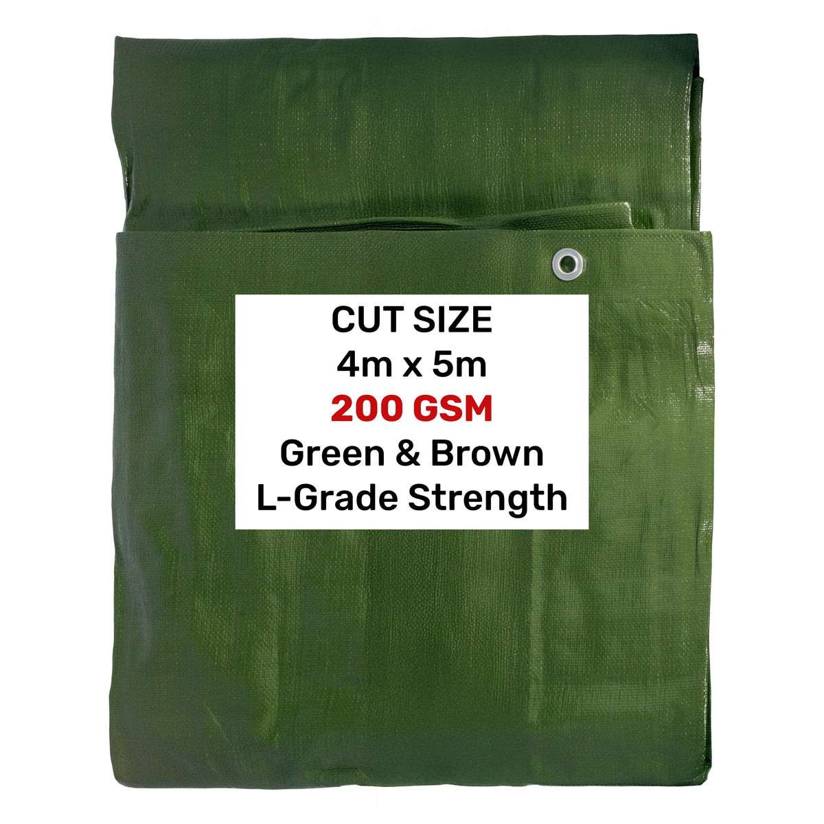 Heavy Duty L-Grade Tarpaulin 4m x 5m (200 GSM) – Green/Brown