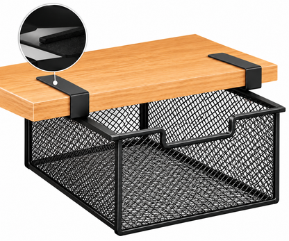 Pull-Out Under-Shelf Storage Basket – Black Metal Mesh Organiser