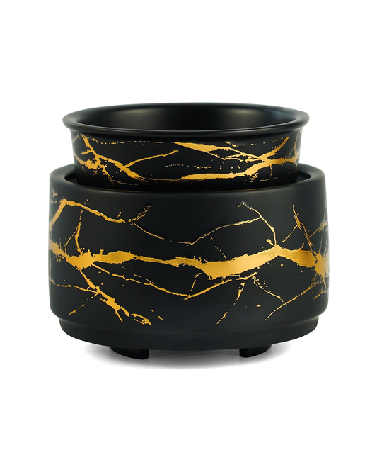 3-in-1 Electric Ceramic Wax Melt Burner – Black & Gold