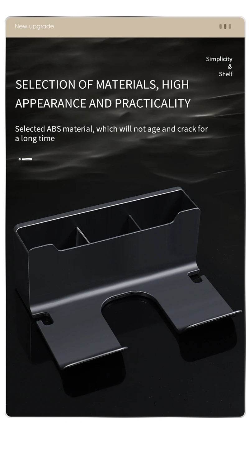 Fitzsi Essentials Bathroom Gadget Organizer Black Shelf with compartments for efficient storage and easy access