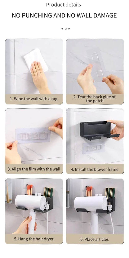 Fitzsi Essentials bathroom gadget organizer mounted on a wall with easy installation instructions