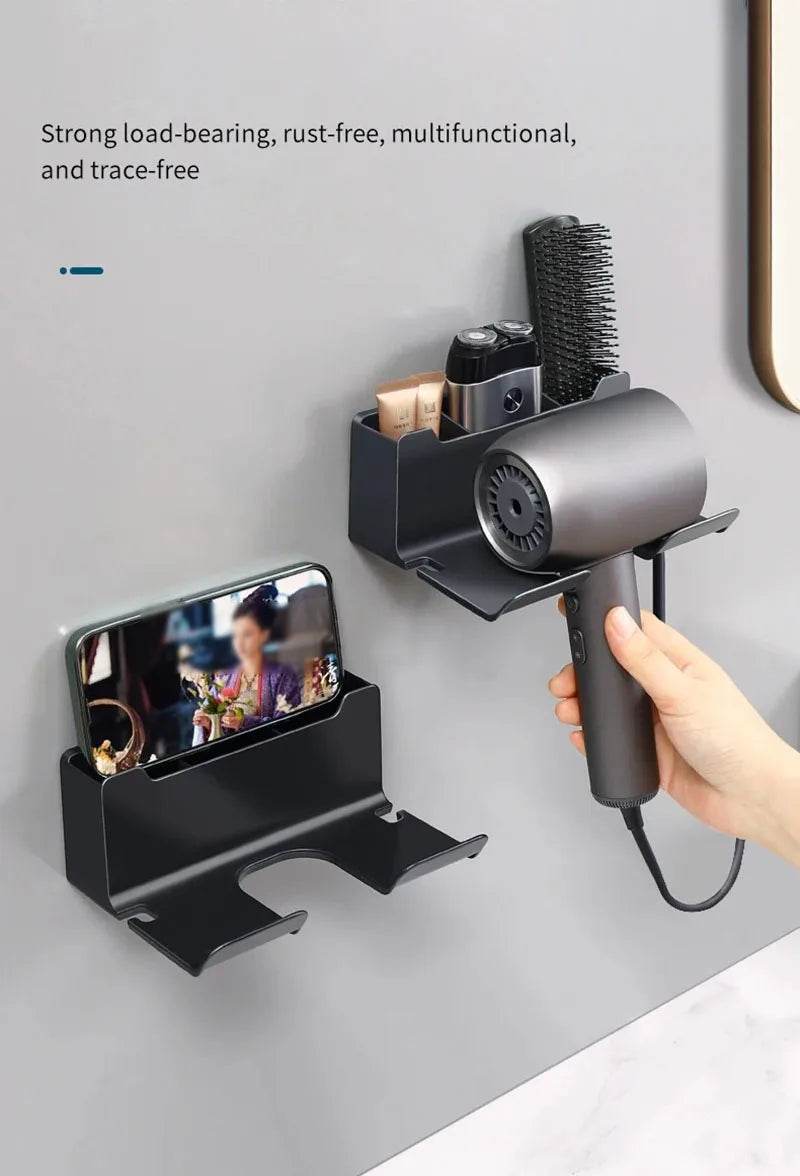 Fitzsi Essentials bathroom gadget organizer with wall-mounted storage for styling tools and phone
