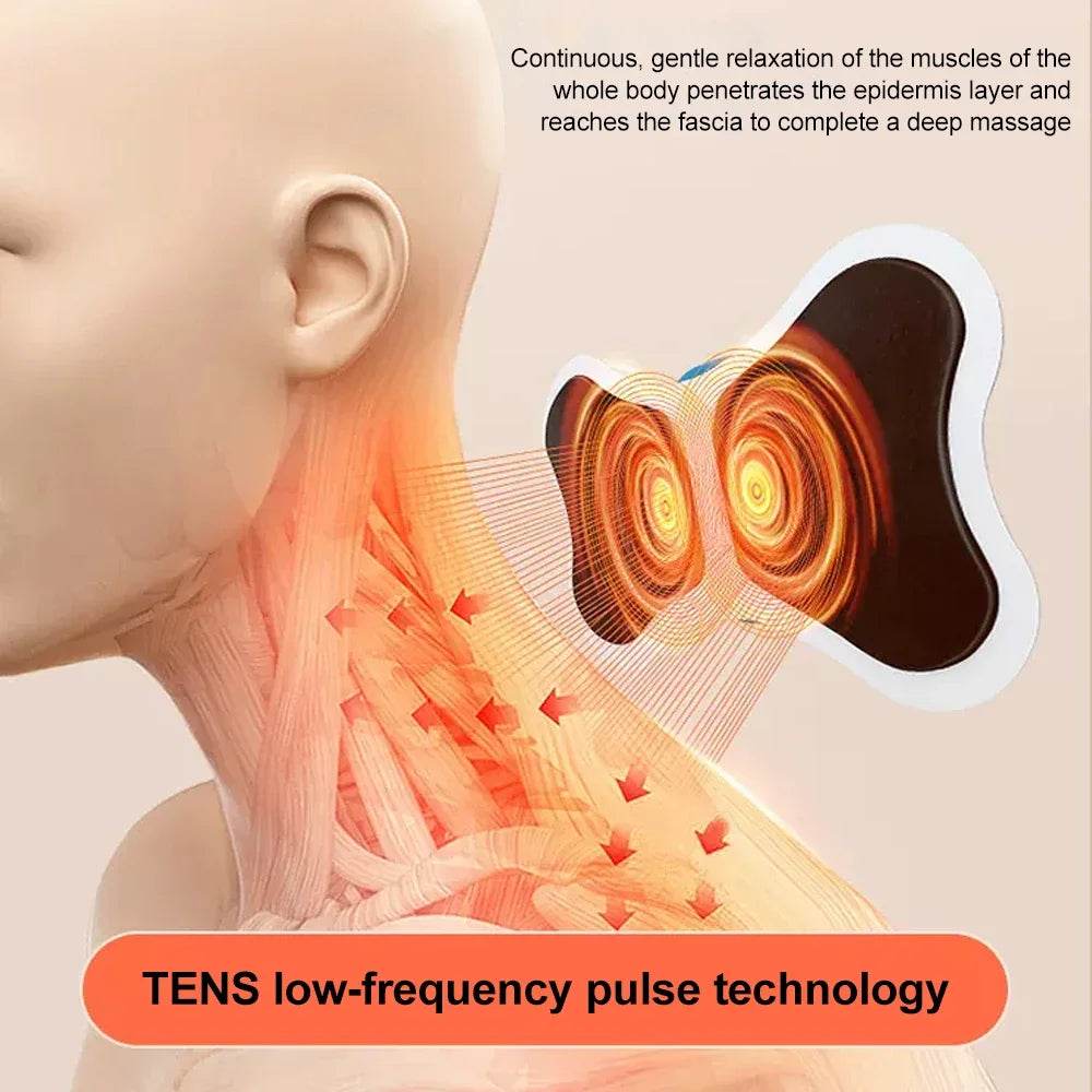 Fitzsi Essentials EMS neck massager patch for pain relief with TENS low-frequency pulse technology illustration