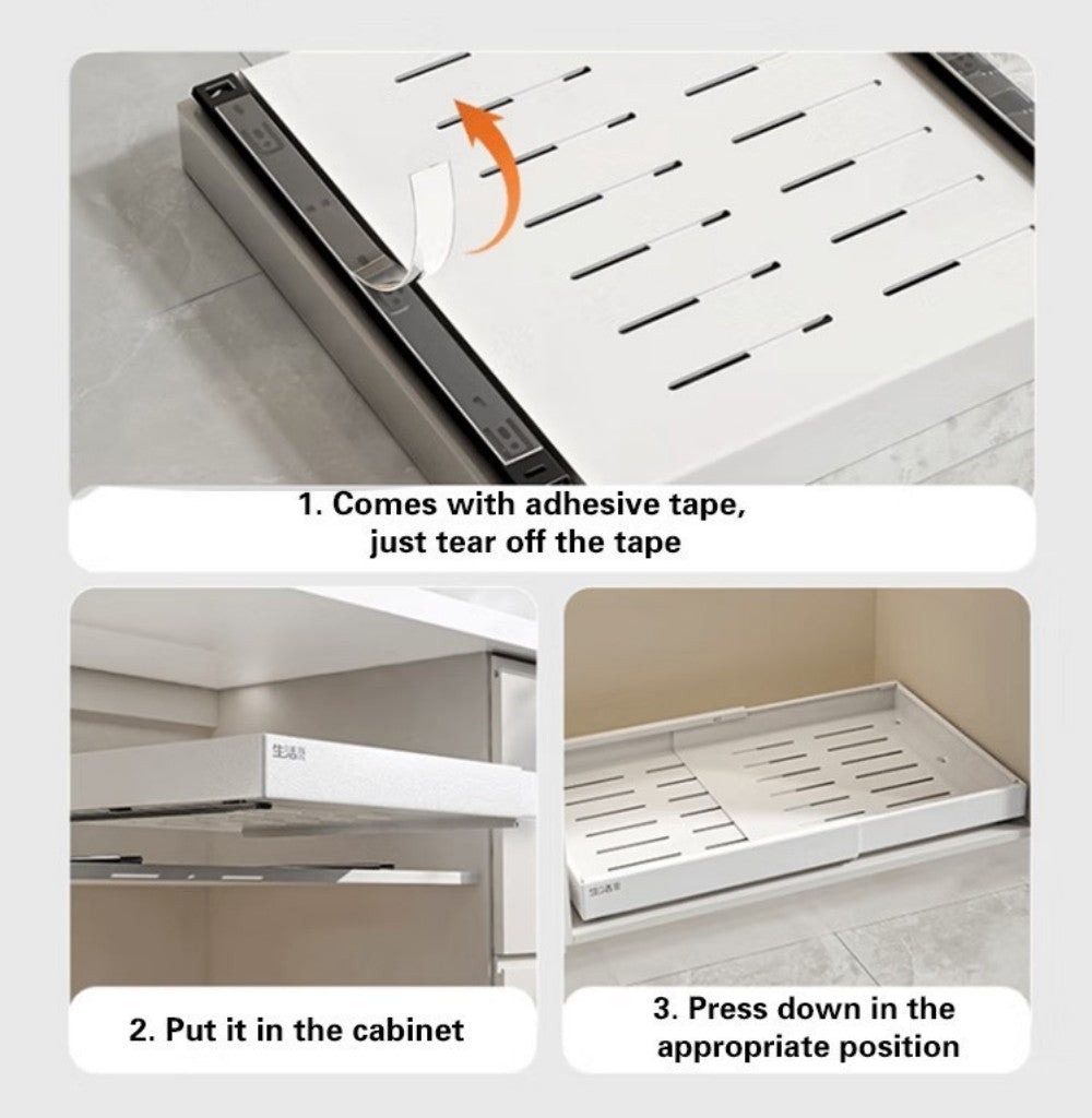 Pull-Out Kitchen Cabinet Organiser – Metal Sliding Storage Drawer