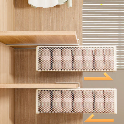 Pull-Out Under-Shelf Storage Basket – White Metal Mesh Organiser
