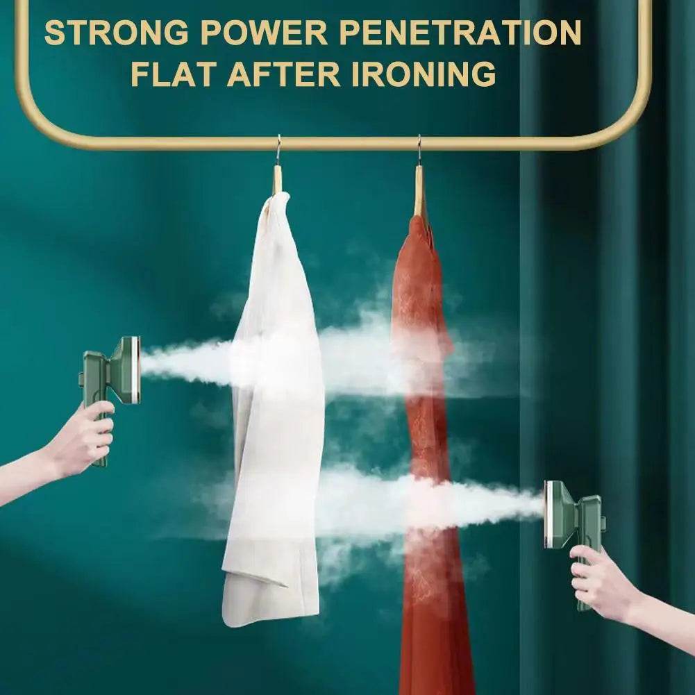 Fitzsi Essentials handheld garment steamer releasing steam to remove wrinkles from clothes effectively