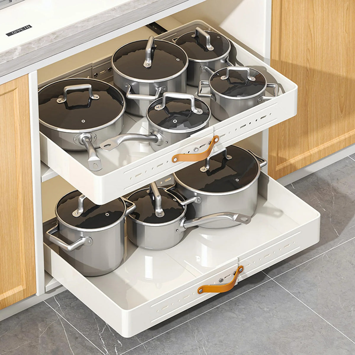 Expandable Pull-Out Kitchen Cabinet Organiser – Adjustable Storage Drawer