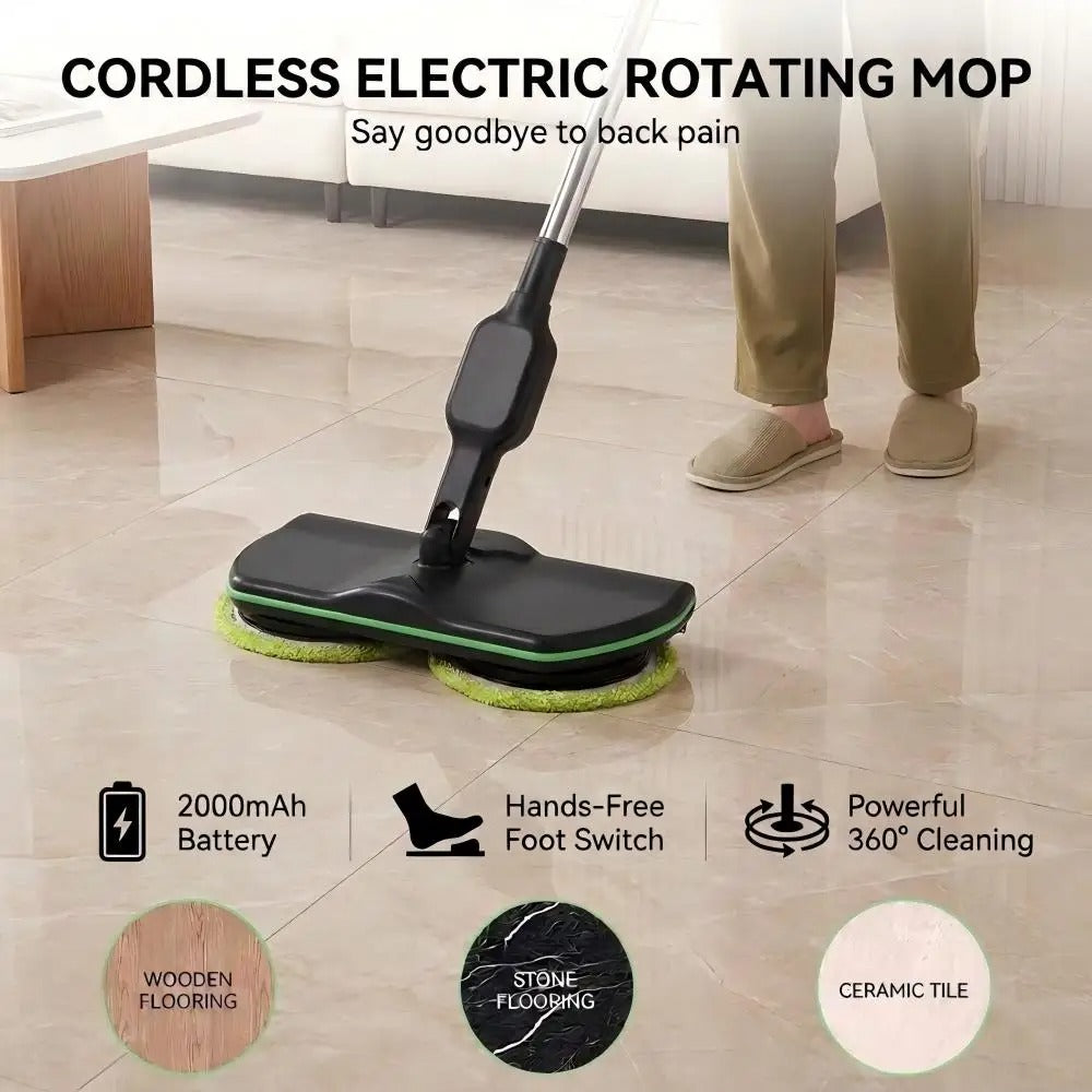 Cordless Electric Dual Spin Mop – Rechargeable Floor Cleaner