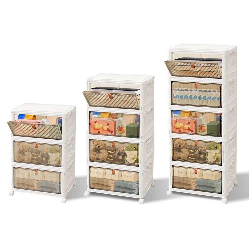 Foldable Storage Cabinet with Wheels – Stackable Organiser