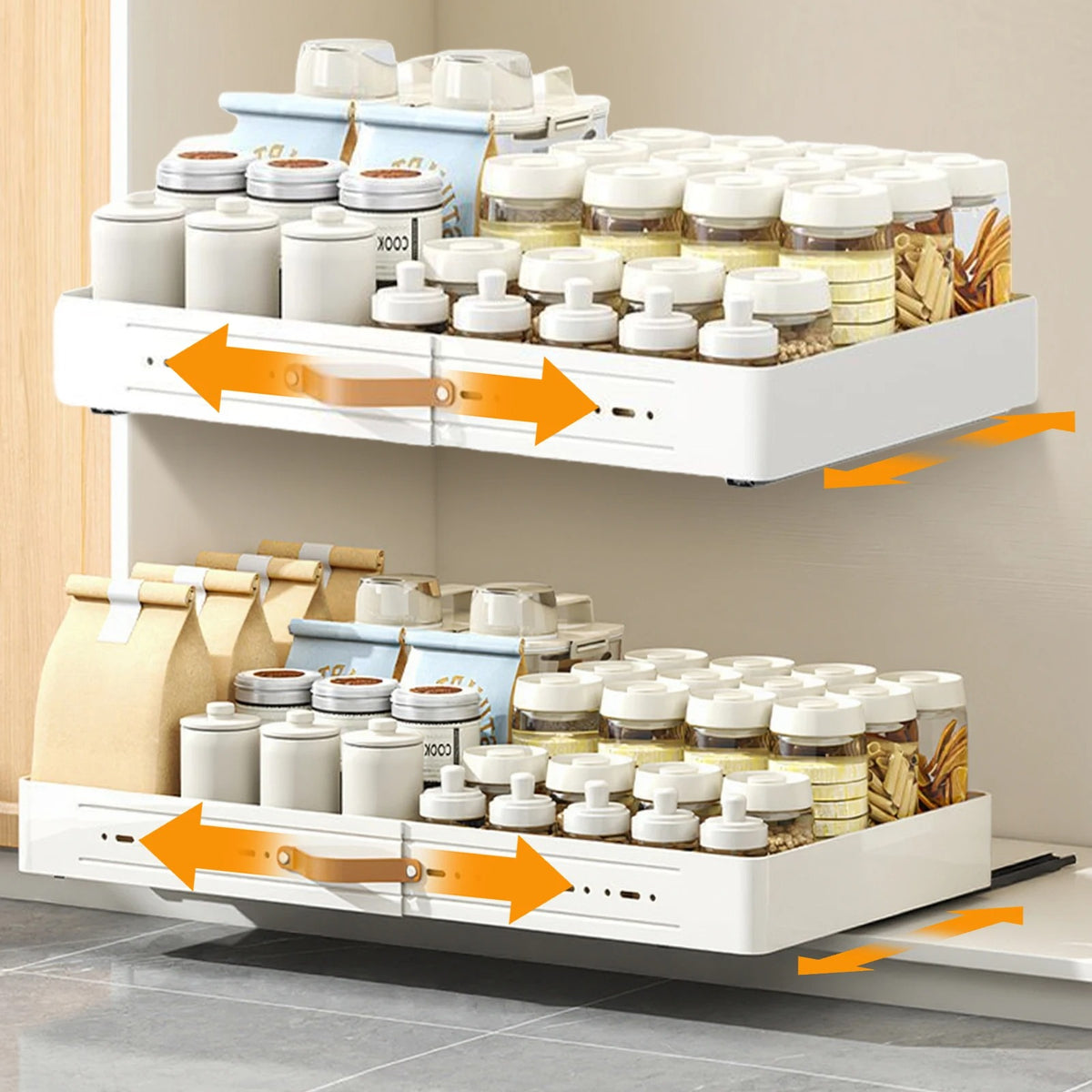 Expandable Pull-Out Kitchen Cabinet Organiser – Adjustable Storage Drawer