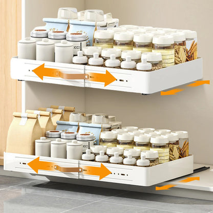 Expandable Pull-Out Kitchen Cabinet Organiser – Adjustable Storage Drawer